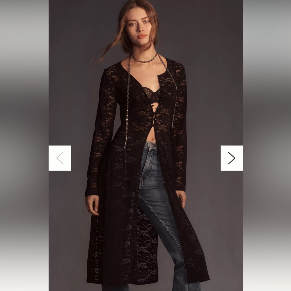 Anthropologie Maeve Black Lace Duster